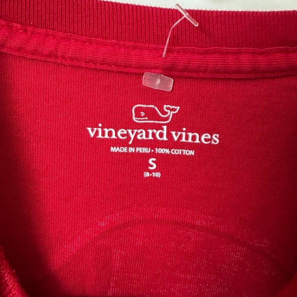 Vineyard Vines Boys Red 2025 Santa Whale Long-Sleeve Pocket Tee Size S (8-10)